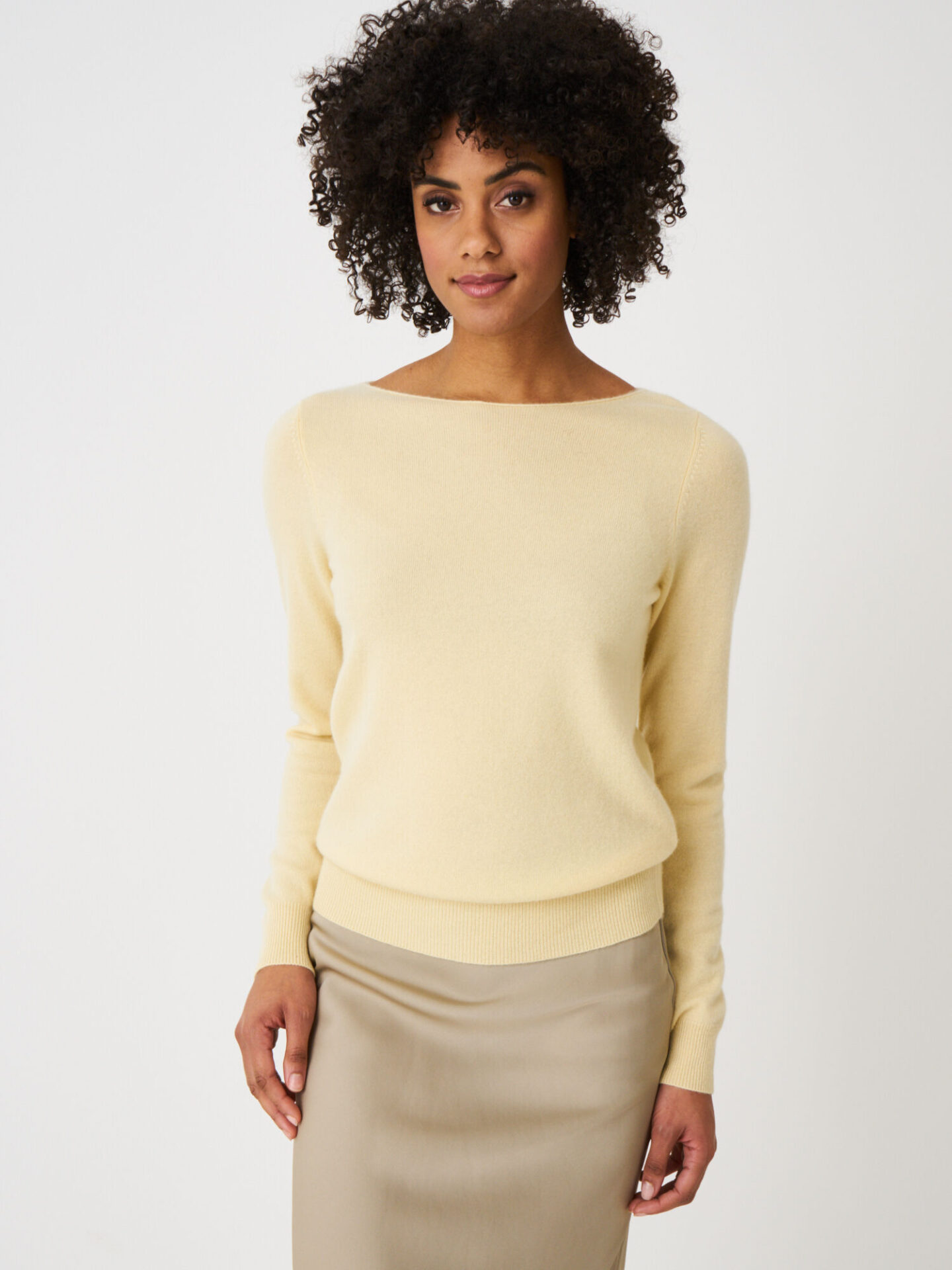 Basic organisch cashmere boothals trui