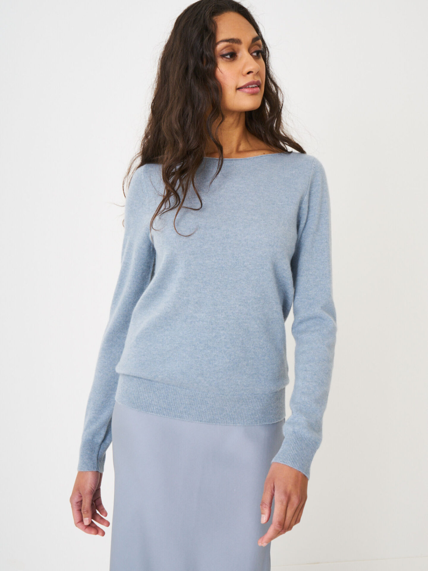 Basic organisch cashmere boothals trui