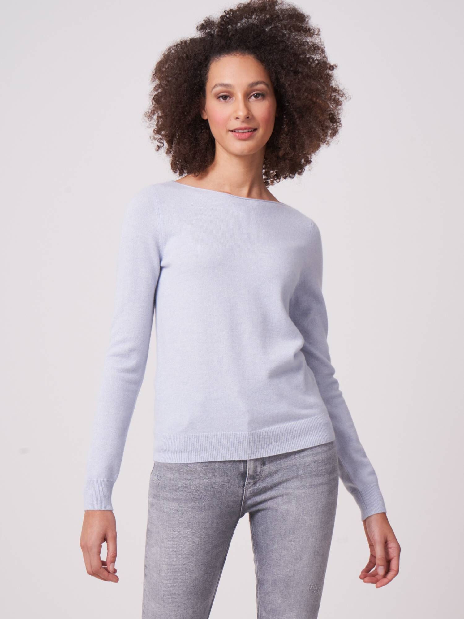 Basic organisch cashmere boothals trui