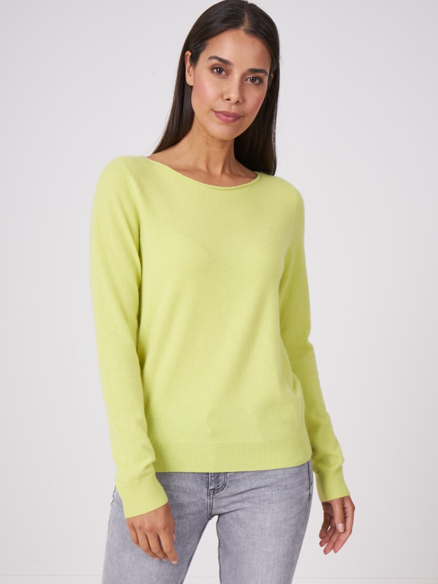 Basic organisch cashmere boothals trui