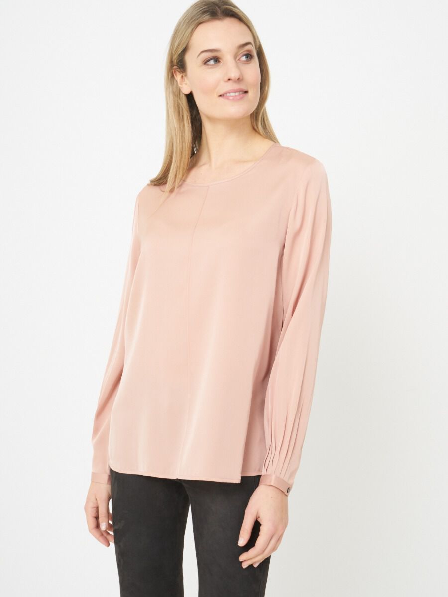 Blouse met boothals en strikbandje op de rug