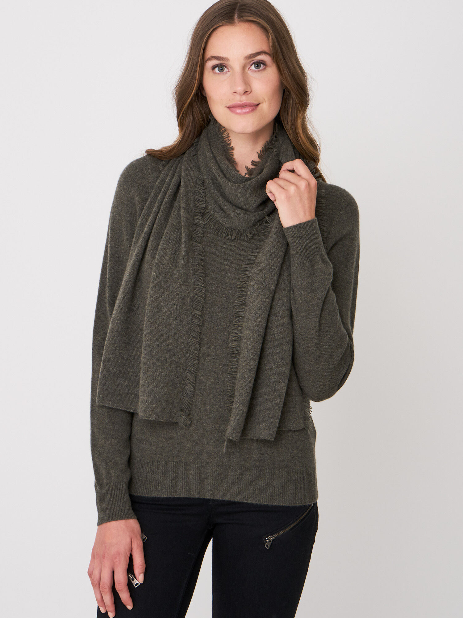 Cashmere sjaal met franjes