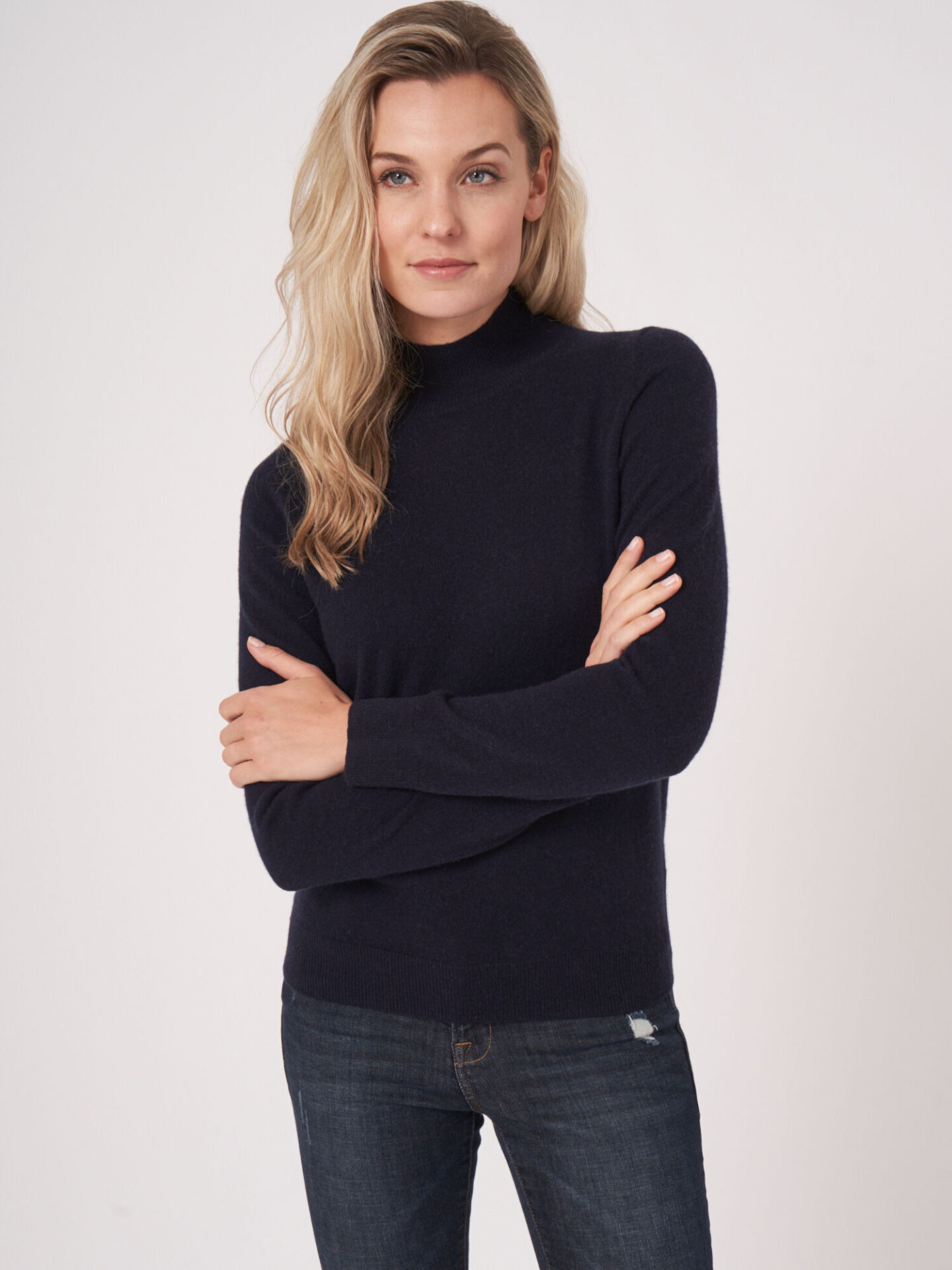 Cashmere trui met opstaande kraag