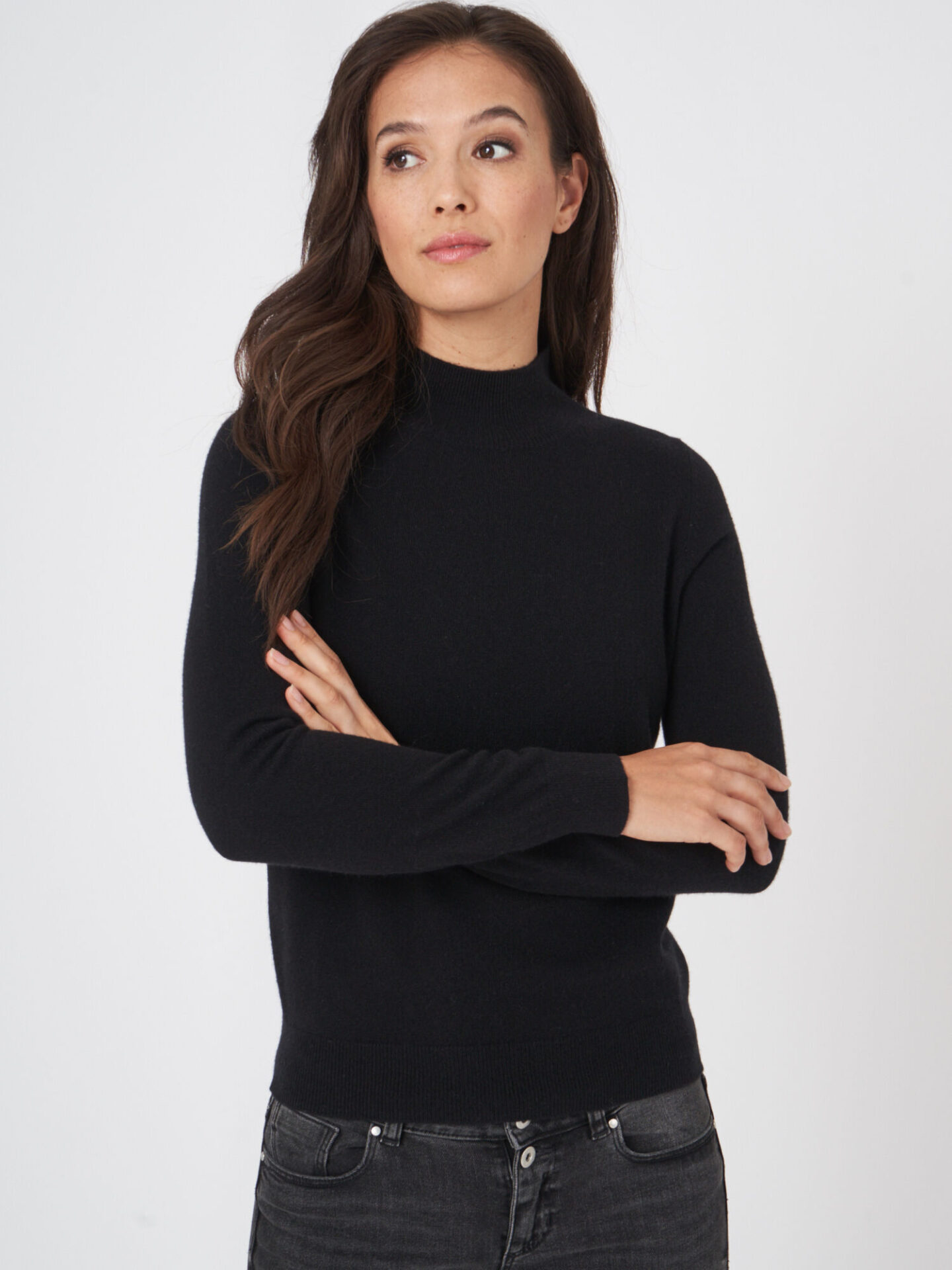 Cashmere trui met opstaande kraag