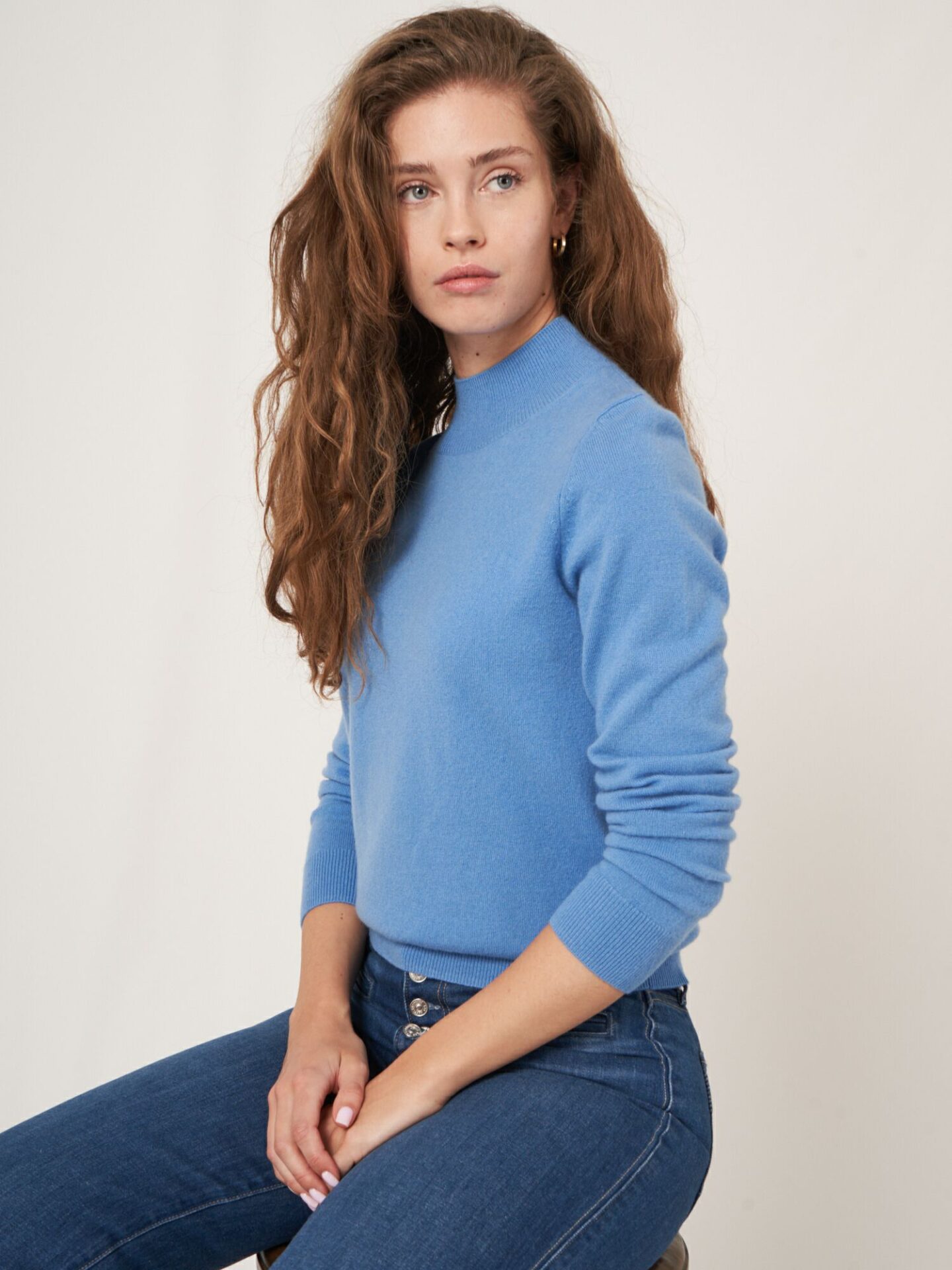 Cashmere trui met opstaande kraag