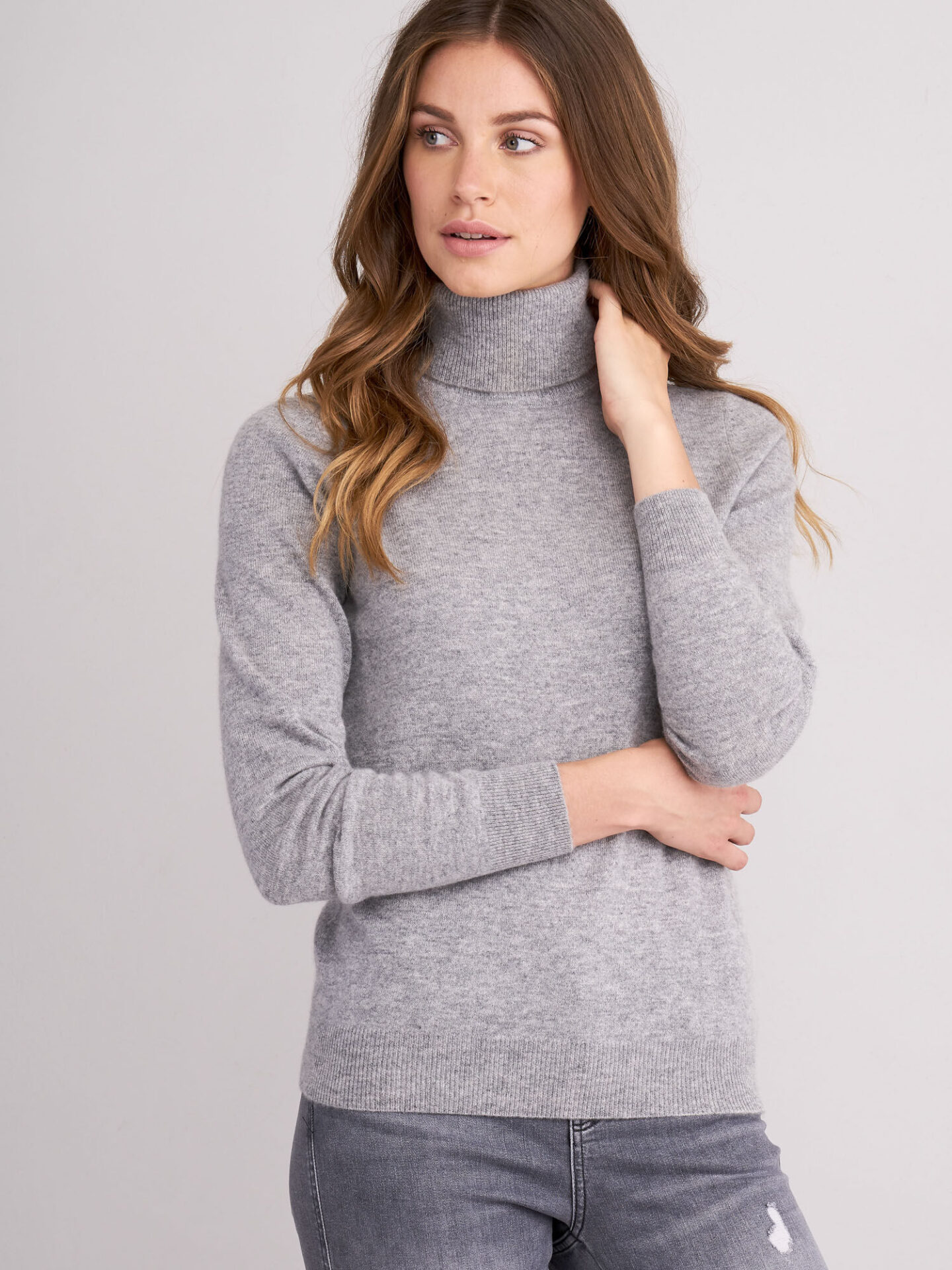 Cashmere trui met rolkraag