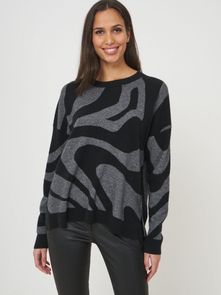 Intarsia gebreide trui van cashmere-melange