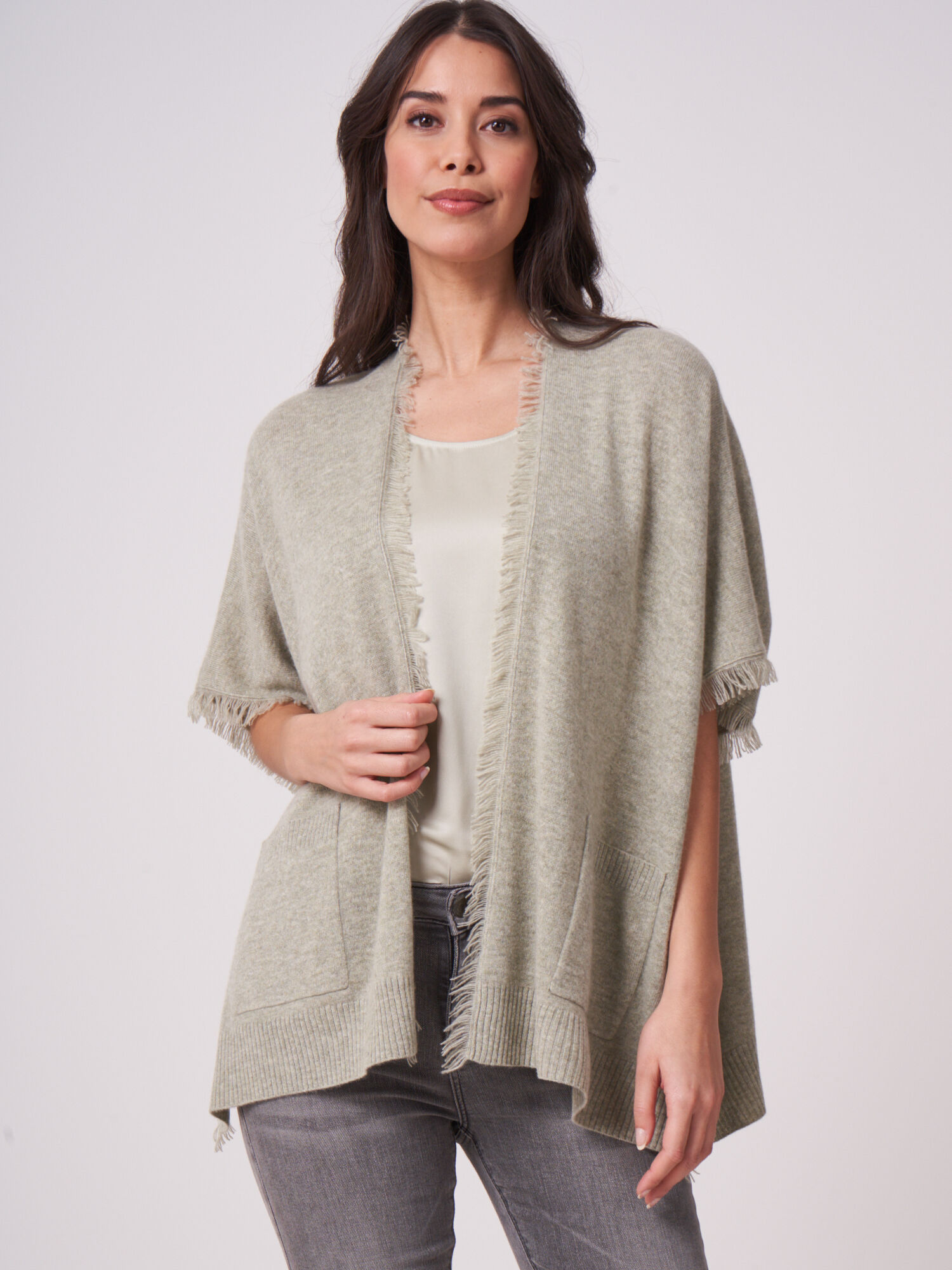 Poncho cape met franjes