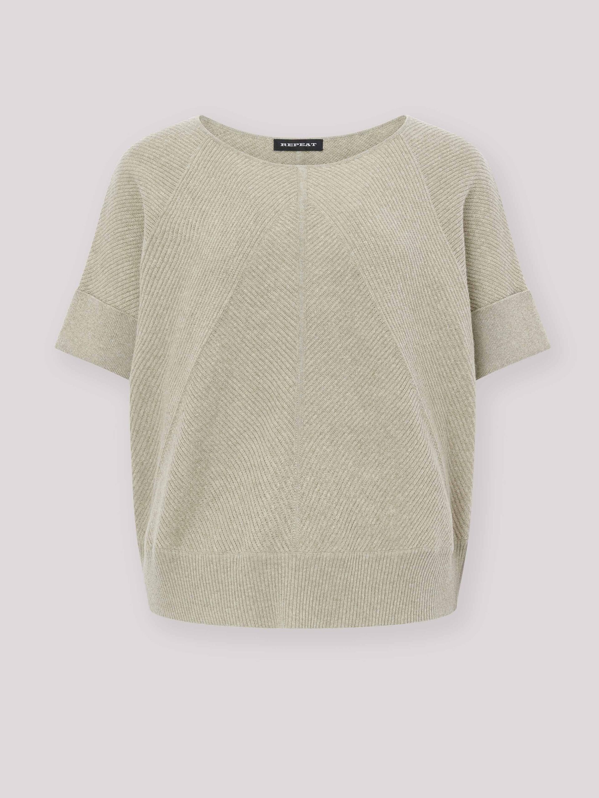 Poncho trui met korte mouwen van katoen cashmere melange