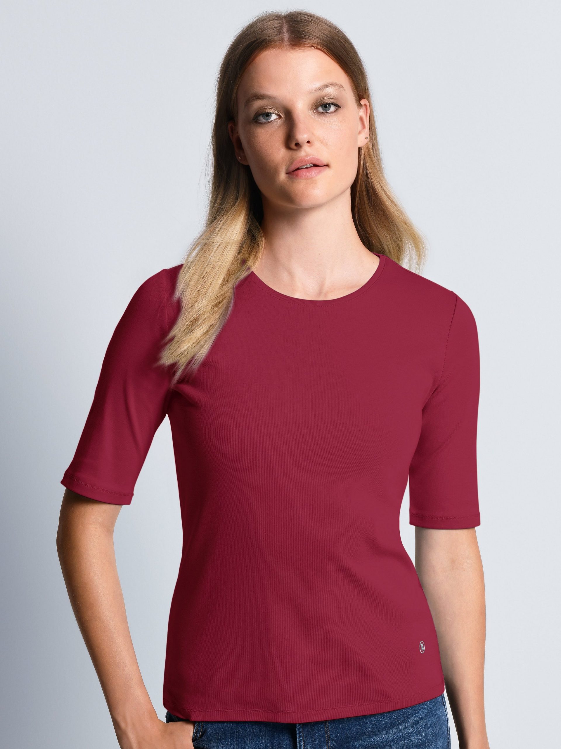 Shirt ronde hals model Velvet Van Bogner rood