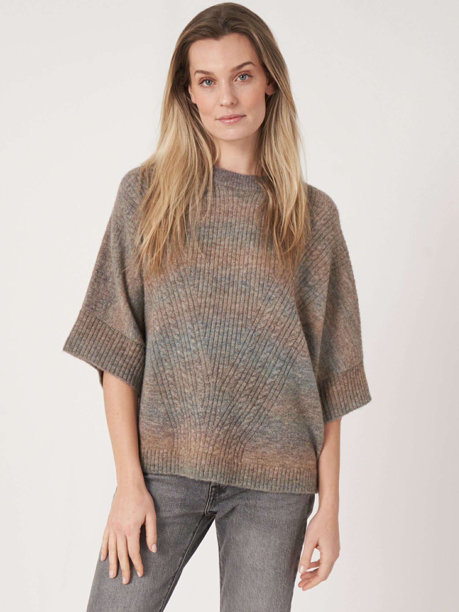 Space dye poncho van Italiaanse wol-mix