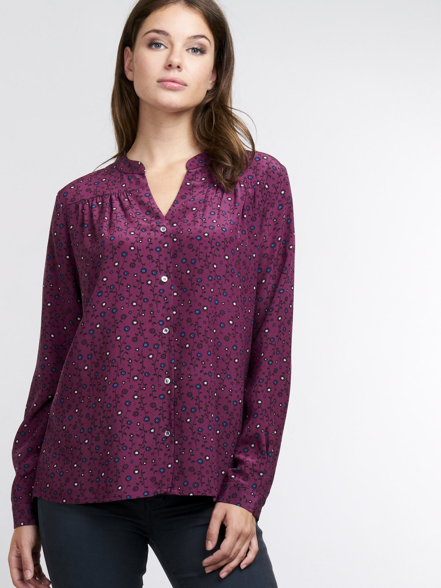 Zijden blouse met bloemenprint